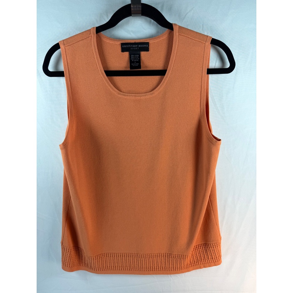 Geoffrey Beene Sport Womens Orange Sleeveless Knit Shell Sweater Scoop Neck Sz L